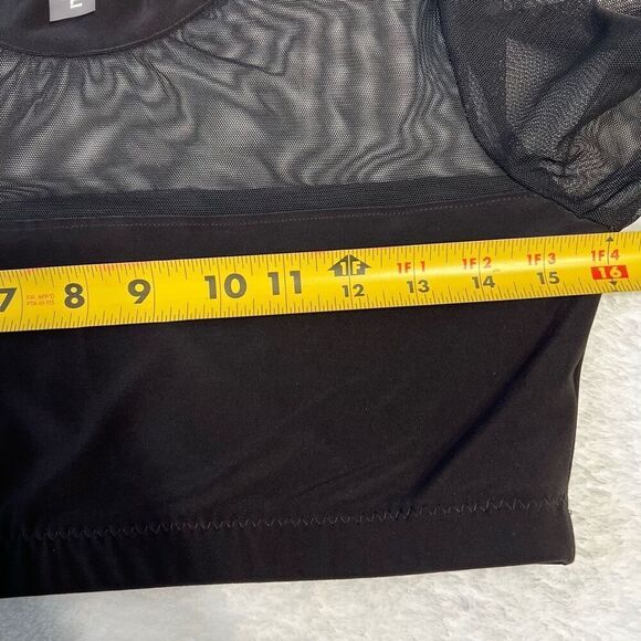 Norma Kamali Black Mesh Long Sleeve Jersey Crop Top Medium - Picture 5 of 6